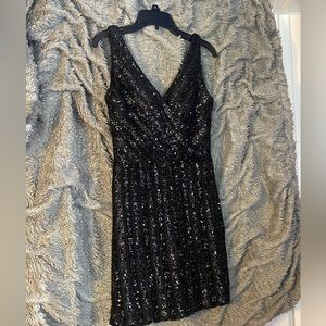 Black sequin La femme cocktail dress
